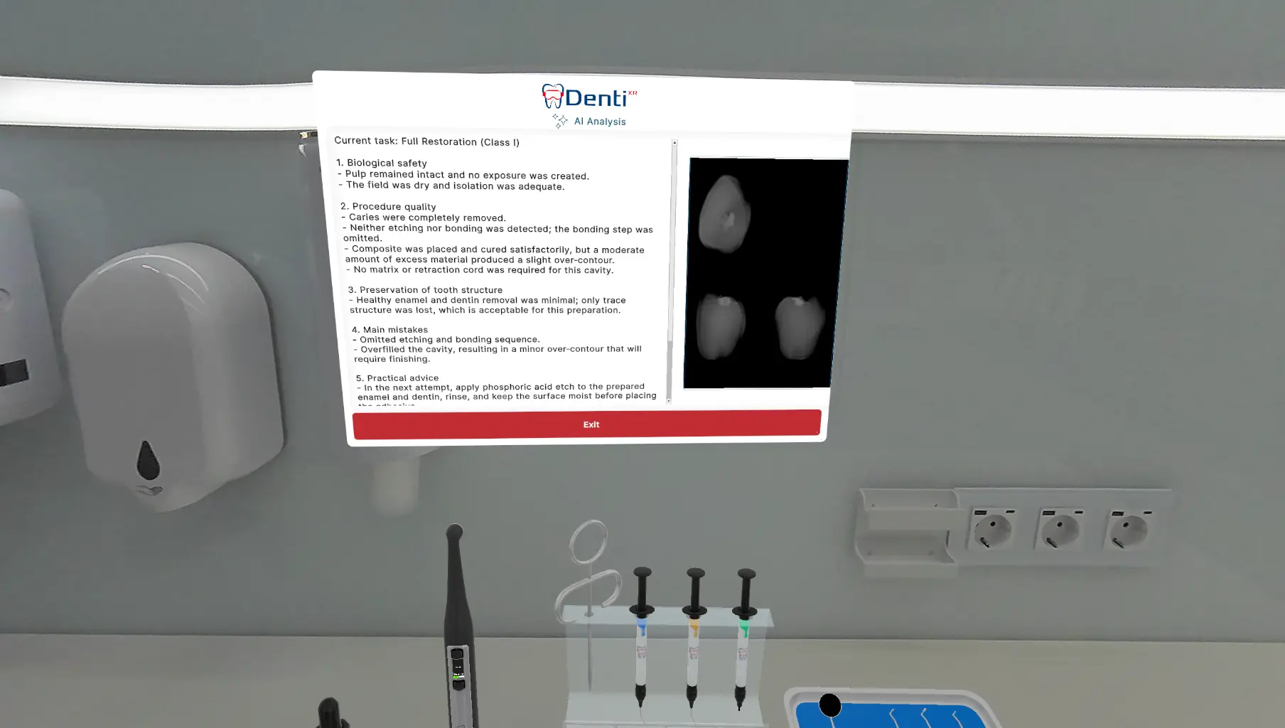 DentiXR training summary and X-ray review