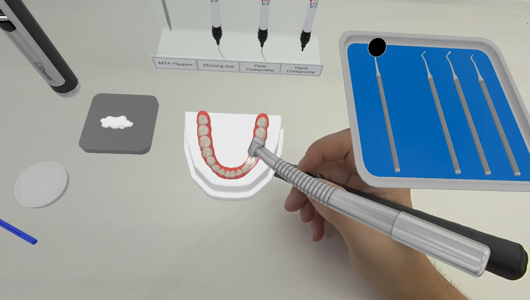 Dental drilling and cavity preparation simulation in DentiXR