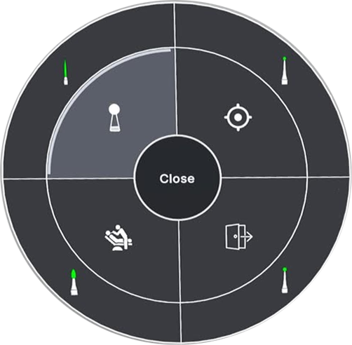 Radial menu configuration for pneumatic and electric handpieces