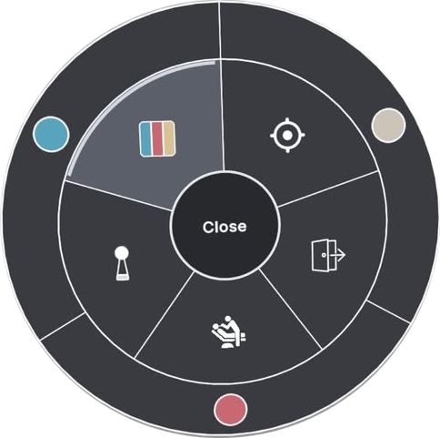 Radial menu configuration for the polishing handpiece