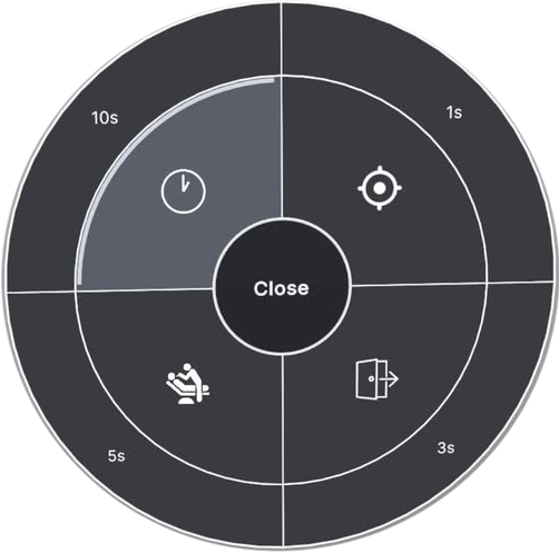 Radial menu timer configuration for the dental curing light