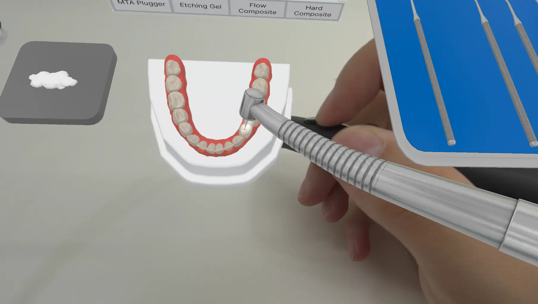 Cavity preparation inside the DentiXR simulator